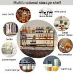 Wall-Mounted Wine Rack with LED Light and Glass Holder