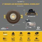 3" LED Gimbal Downlight, 4 Pack, Dimmable