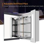 Quavikey® Grey Wall-Mounted Bathroom Mirror Cabinet
