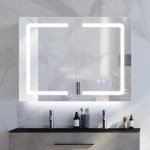 Black LED Bathroom Mirror Cabinet with Adjustable Shelf