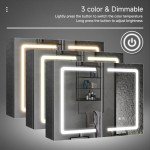 Black LED Bathroom Mirror Cabinet with Adjustable Shelf