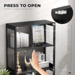 Black Glass Display Cabinet with Colorful Lights