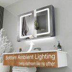 Black LED Bathroom Mirror Cabinet with Adjustable Shelf