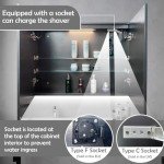 Black LED Bathroom Mirror Cabinet with Adjustable Shelf
