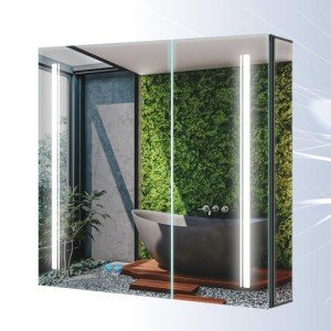 Tokvon® Black Wall-Mounted LED Mirror Cabinet