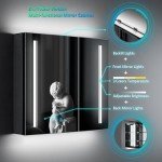 Tokvon® Black Wall-Mounted LED Mirror Cabinet