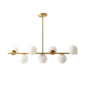 Modern Brass Linear 7-Light Chandelier Pendant
