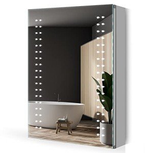 Quavikey® Wall-Mounted Bathroom Mirror Cabinet with Lights