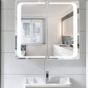 Warmiehomy LED Bathroom Mirror Cabinet with Bluetooth