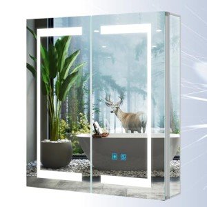 Tokvon® LED Bathroom Mirror Cabinet with Anti-Fog