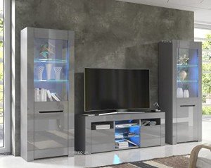 MilanoG LED TV Stand & Cabinets in Grey