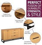 Light Oak Sideboard with Metal Base and Storage