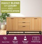 Light Oak Sideboard with Metal Base and Storage
