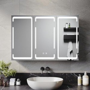 LED Illuminated Triple Door Bathroom Mirror Cabinet