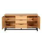 Light Oak Sideboard with Metal Base and Storage