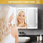 LED Illuminated Triple Door Bathroom Mirror Cabinet