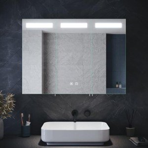 Elegant Wall-Mounted Illuminated Bathroom Mirror Cabinet