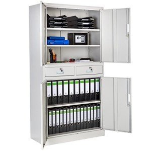 Light Grey Steel Filing Cabinet with Lockable Drawers