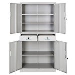 Light Grey Steel Filing Cabinet with Lockable Drawers