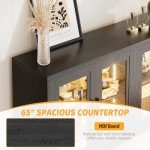 Modern Black Sideboard with Colorful LED Lights