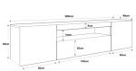 Furneo 200cm TV Stand with Blue LED Lights