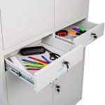 Light Grey Steel Filing Cabinet with Lockable Drawers