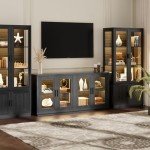 Modern Black Sideboard with Colorful LED Lights