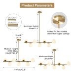 Modern Brass Linear 7-Light Chandelier Pendant