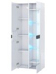 Furneo White TV Stand with Blue LED Lighting