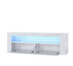 Furneo White TV Stand with Blue LED Lighting