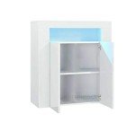 Furneo White TV Stand with Blue LED Lighting