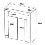 Furneo White TV Stand with Blue LED Lighting