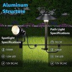 SUNVIE 12-Pack LED Low Voltage Landscape Path Lights