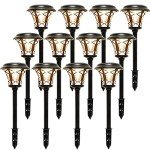 12 Pack Solar Powered Pathway Lights - Super Bright