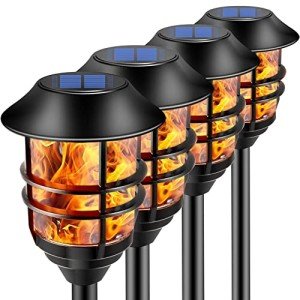 ZOOHAR Extra-Tall Solar Flickering Flame Lights 4-Pack