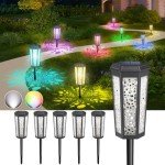6 Pack Solar Pathway Lights with RGB Modes