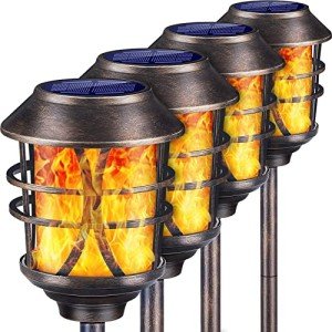 TomCare Solar Torch Lights with Flickering Flame – 4 Pack