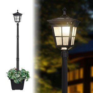 Solar Lamp Post Light with Planter for Outdoors