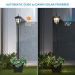 Solar Lamp Post Light with Planter for Outdoors