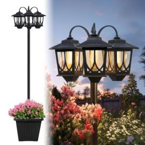 75" Weather-Resistant Solar Lamp Post with Planter