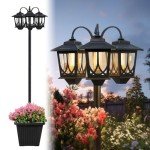 75" Weather-Resistant Solar Lamp Post with Planter