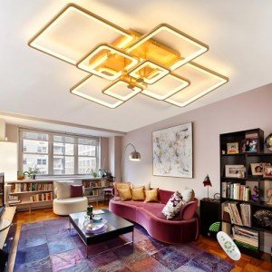 Modern Dimmable Gold LED Ceiling Light 41.3”