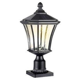 Solar Post Lights with Pier Mount Base - Black