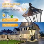 Solar Post Lights with Pier Mount Base - Black
