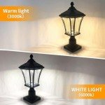 Solar Post Lights with Pier Mount Base - Black