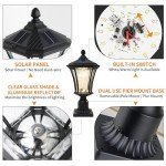 Solar Post Lights with Pier Mount Base - Black