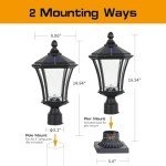Solar Post Lights with Pier Mount Base - Black
