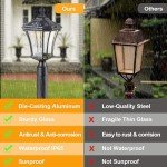 Solar Post Lights with Pier Mount Base - Black