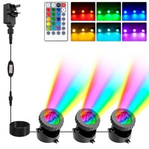 T-SUN Waterproof RGB Pond Lights with Timer (3-Pack)