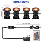 RGB Underwater Garden Pond Lights with Remote (4-Pack)